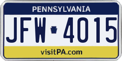 PA license plate JFW4015