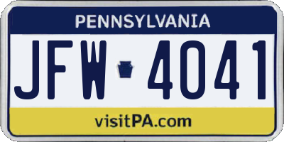PA license plate JFW4041