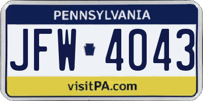 PA license plate JFW4043