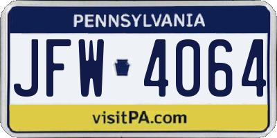 PA license plate JFW4064