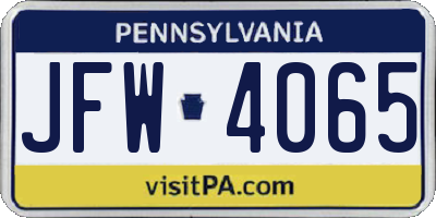 PA license plate JFW4065