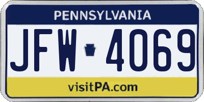 PA license plate JFW4069