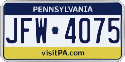 PA license plate JFW4075