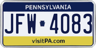 PA license plate JFW4083