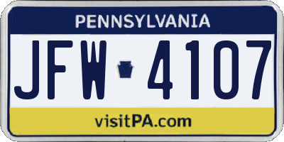 PA license plate JFW4107