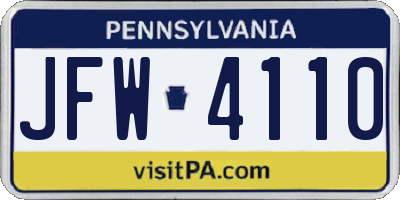 PA license plate JFW4110