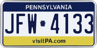 PA license plate JFW4133