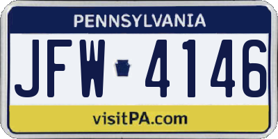 PA license plate JFW4146