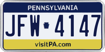 PA license plate JFW4147