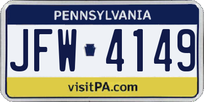 PA license plate JFW4149