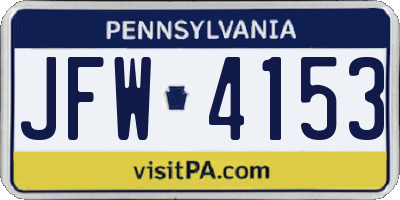 PA license plate JFW4153