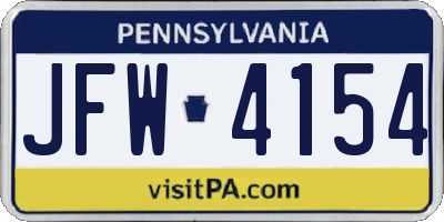PA license plate JFW4154