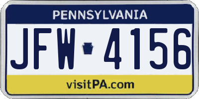 PA license plate JFW4156