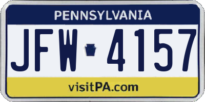 PA license plate JFW4157