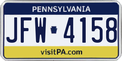 PA license plate JFW4158