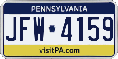 PA license plate JFW4159
