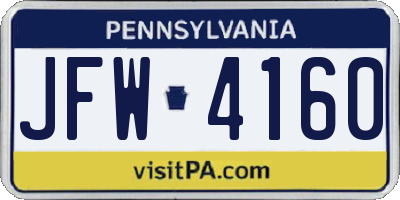 PA license plate JFW4160