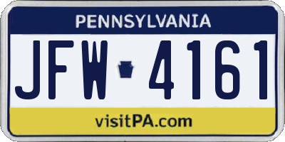 PA license plate JFW4161