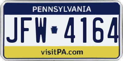 PA license plate JFW4164
