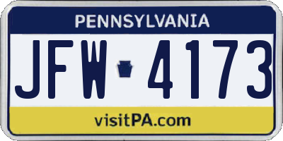 PA license plate JFW4173