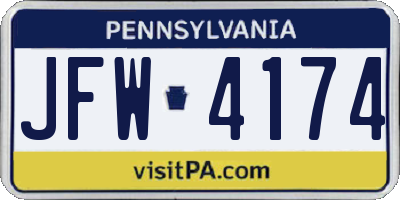 PA license plate JFW4174