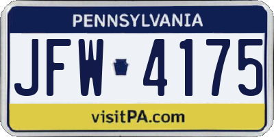 PA license plate JFW4175