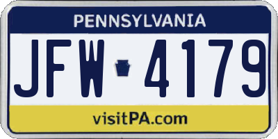 PA license plate JFW4179