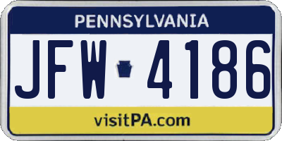 PA license plate JFW4186