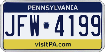 PA license plate JFW4199