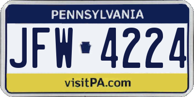 PA license plate JFW4224