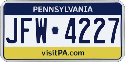 PA license plate JFW4227