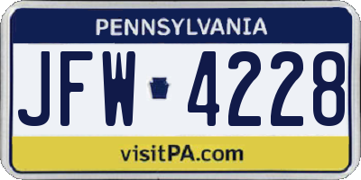PA license plate JFW4228