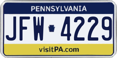 PA license plate JFW4229
