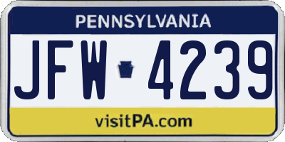PA license plate JFW4239