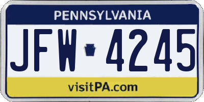 PA license plate JFW4245
