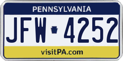 PA license plate JFW4252