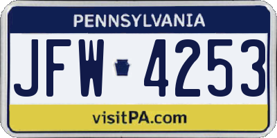PA license plate JFW4253