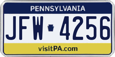 PA license plate JFW4256
