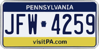 PA license plate JFW4259