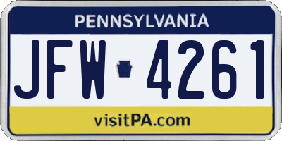 PA license plate JFW4261