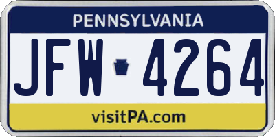 PA license plate JFW4264