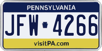 PA license plate JFW4266