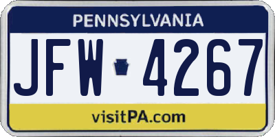 PA license plate JFW4267