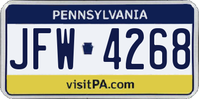 PA license plate JFW4268