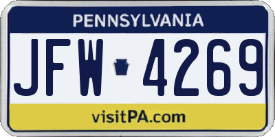 PA license plate JFW4269