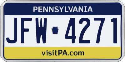 PA license plate JFW4271