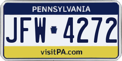 PA license plate JFW4272