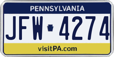 PA license plate JFW4274