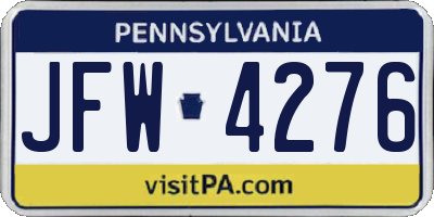 PA license plate JFW4276