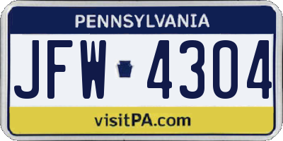 PA license plate JFW4304
